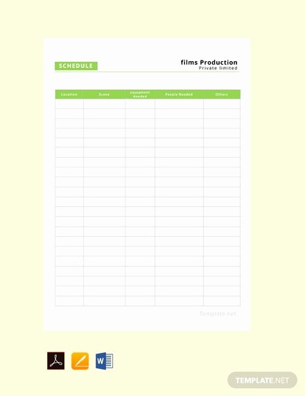 Film Production Schedule Template Fresh Free Daily Production Schedule Template Pdf