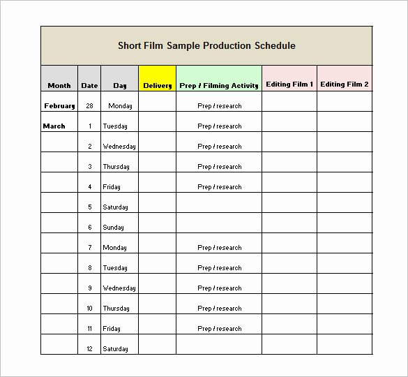 Film Production Schedule Template Inspirational 15 Production Schedule Templates Pdf Doc