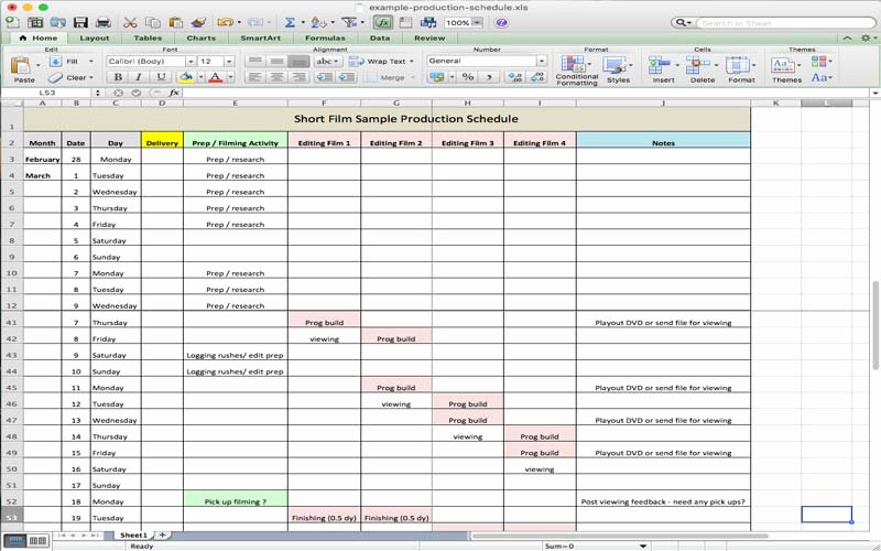 Film Production Schedule Template New 5 Useful Microsoft Excel Templates for In Tv