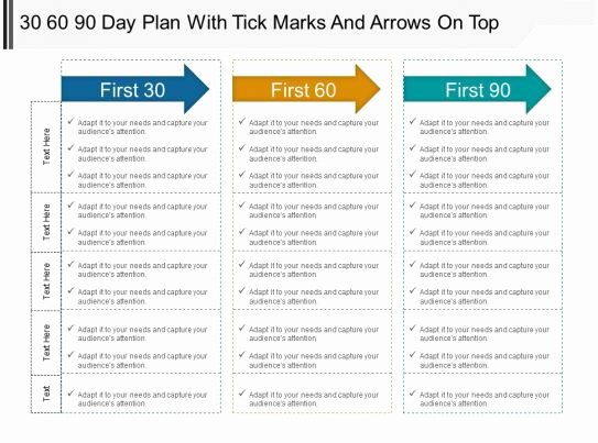 First 90 Days Plan Template Awesome 30 60 90 Day Plan with Tick Marks and Arrows top