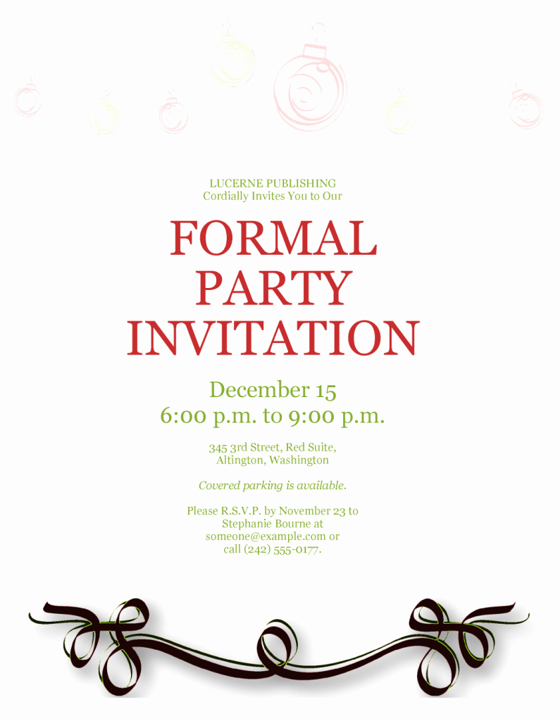 Formal Invite Template Free Inspirational formal Party Invitation Template