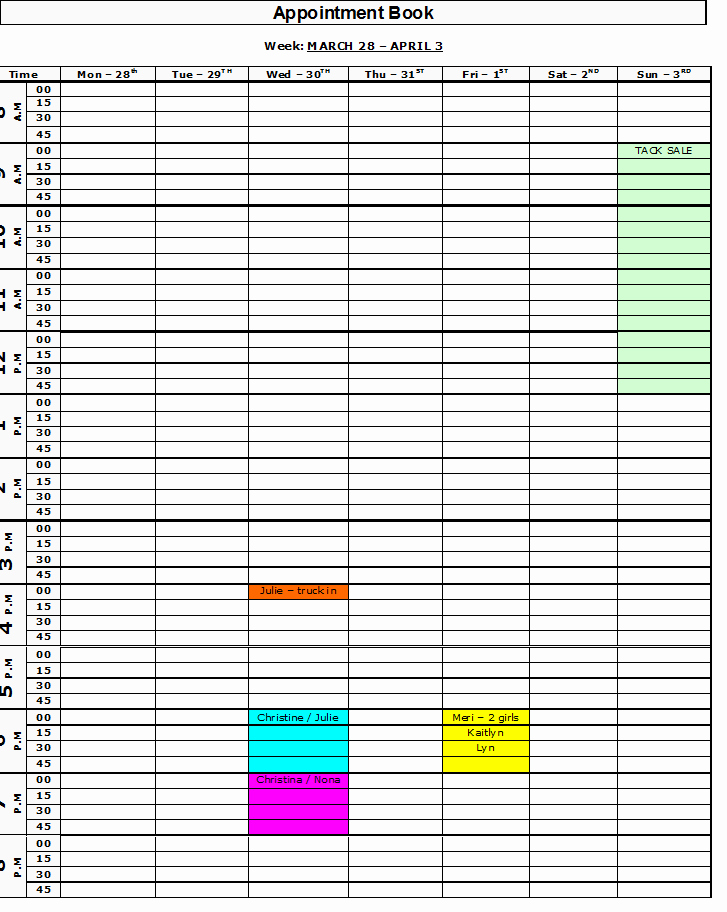 Free Appointment Schedule Template Awesome Free Printable Appointment Book