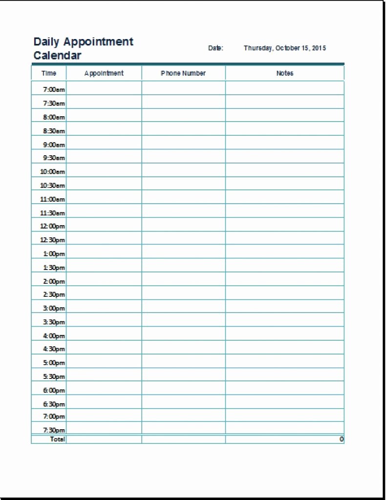 Free Appointment Schedule Template Beautiful Daily Appointment Calendar Printable Free