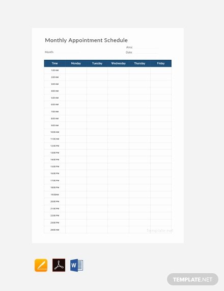 Free Appointment Schedule Template Elegant Free Monthly Appointment Schedule Template Pdf