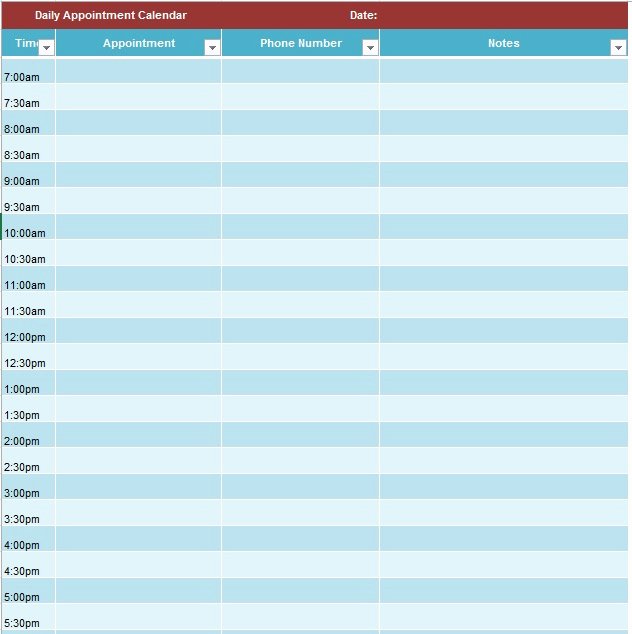 appointment schedule templates