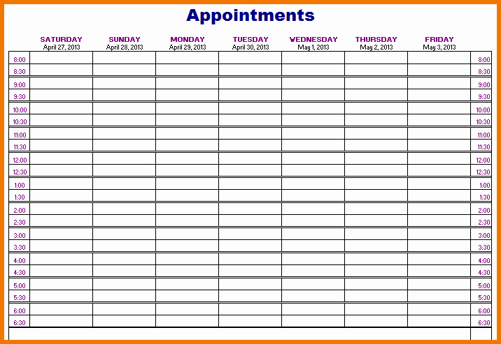 Free Appointment Schedule Template Luxury Appointment Book Templates