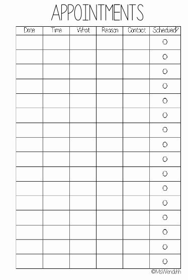 Free Appointment Schedule Template Luxury Appointments Printable
