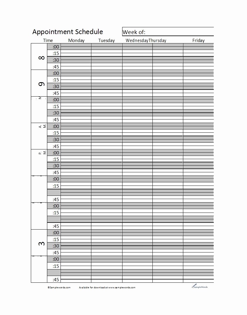 Free Appointment Schedule Template Unique 45 Printable Appointment Schedule Templates [&amp; Appointment