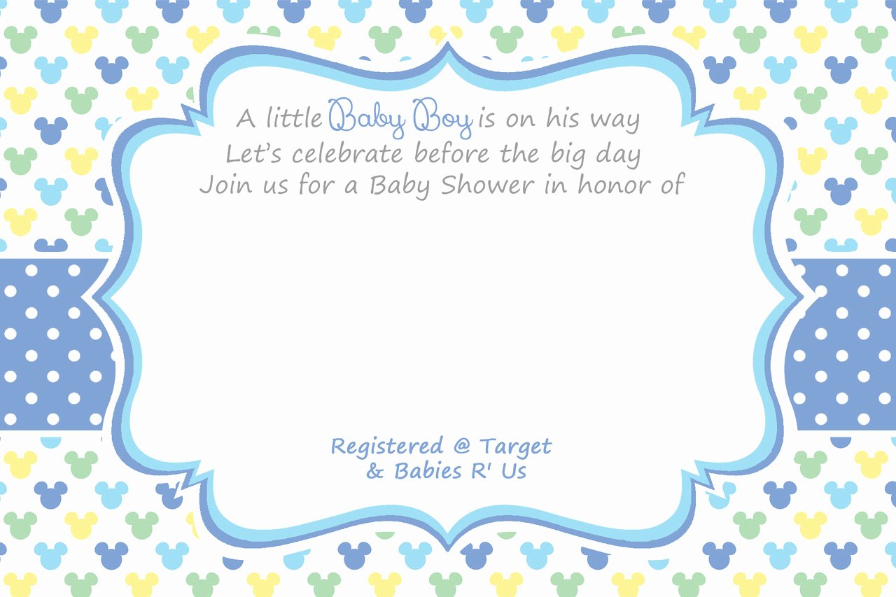 Free Baby Invitation Template Awesome Free Printable Mickey Mouse Baby Shower Invitation