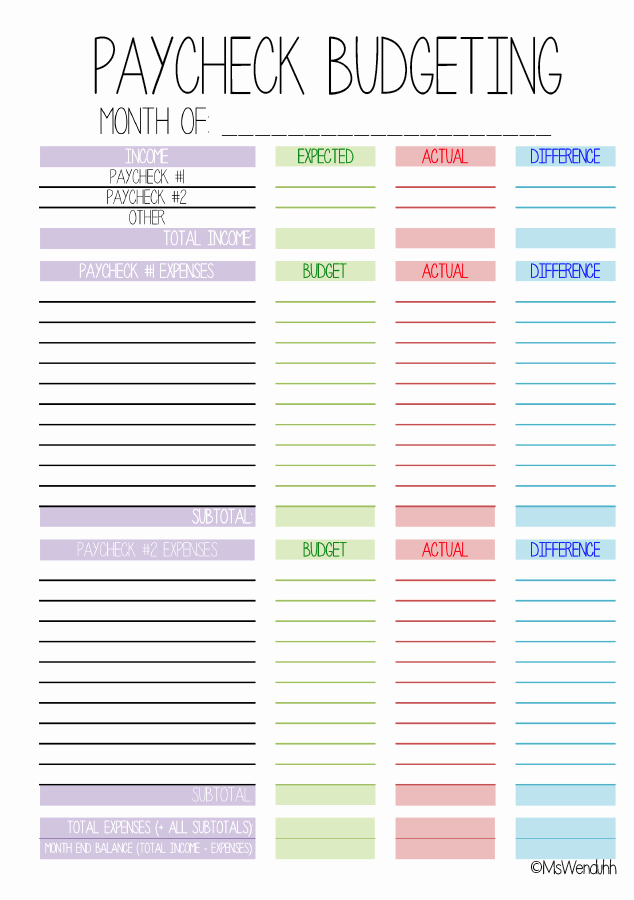 Free Budget Planner Template Unique Paycheck Bud Ing Printable