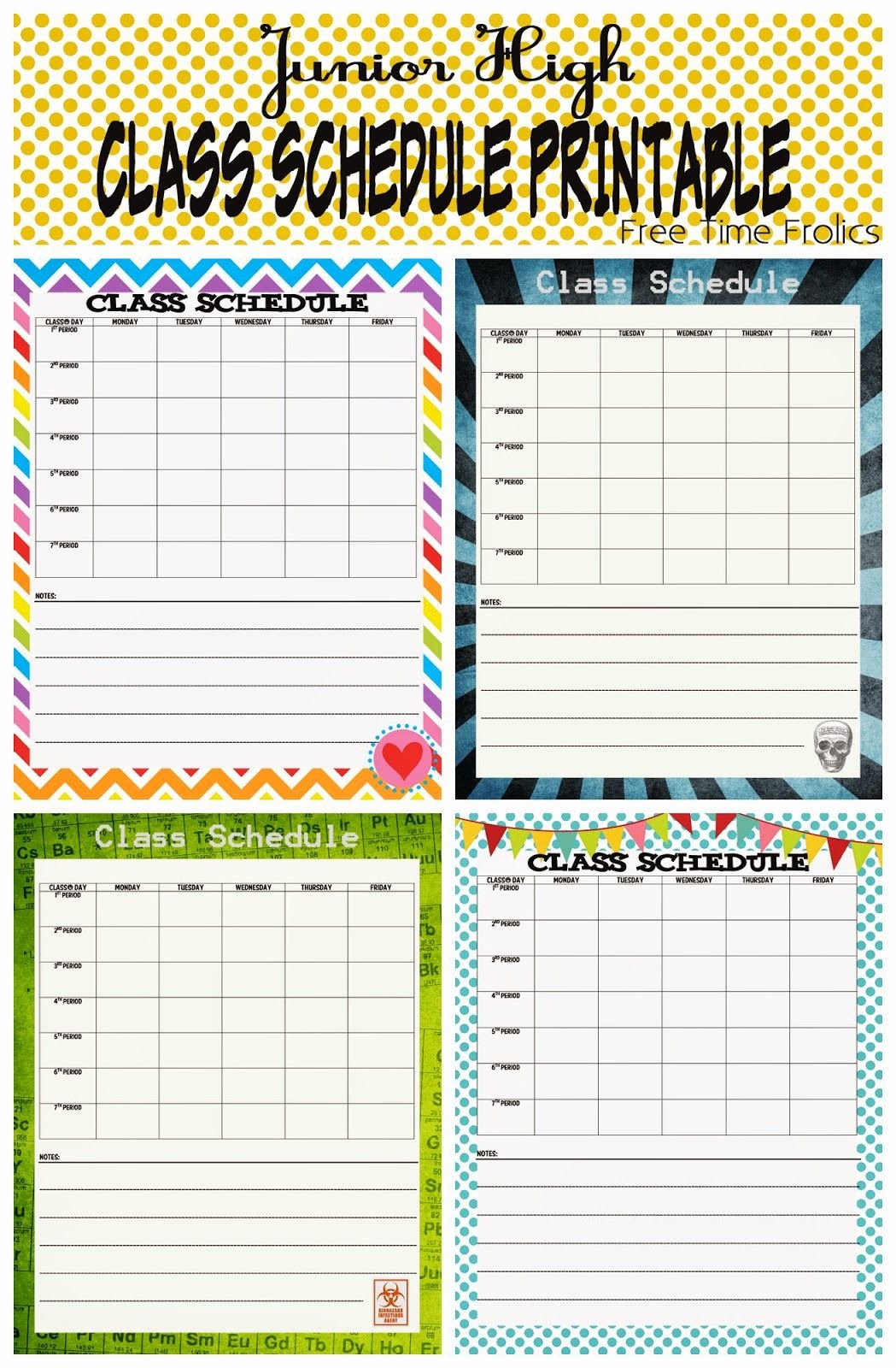 Free Class Schedule Template Beautiful Junior High Class Schedule Printable