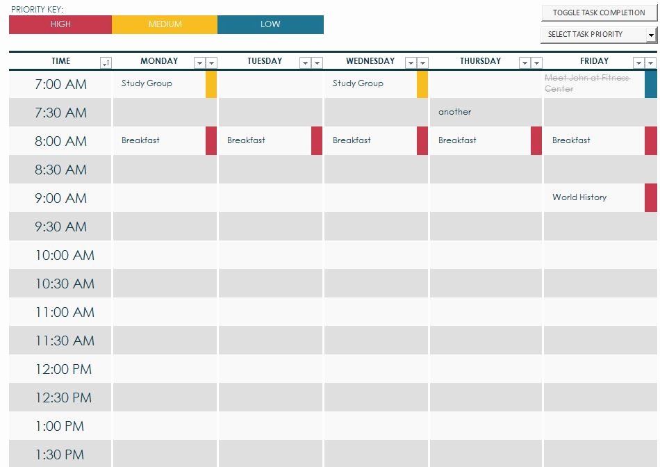 Free Class Schedule Template Beautiful Weekly Schedule Maker