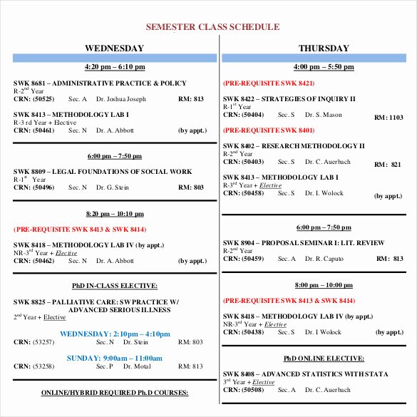 Free Class Schedule Template Best Of Class Schedule Template 36 Free Word Excel Documents