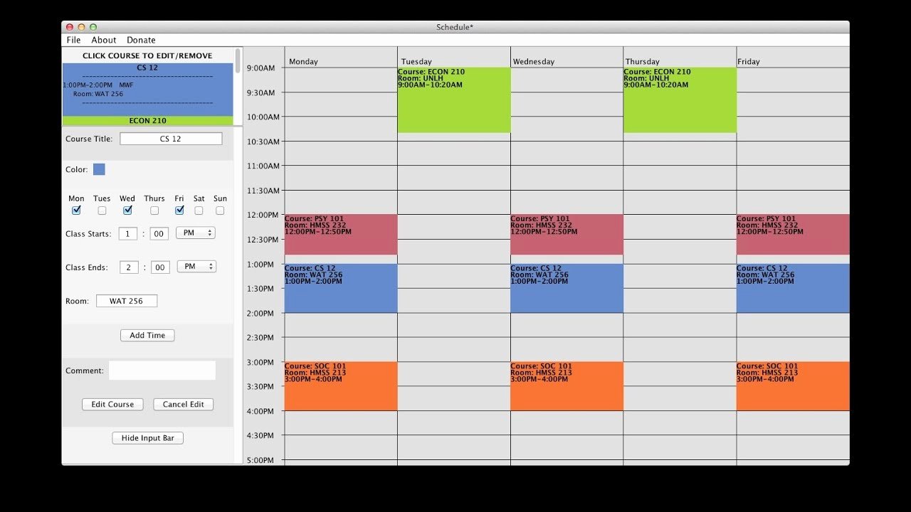 Free Class Schedule Template Inspirational Free College Schedule Maker Builder Link In Description