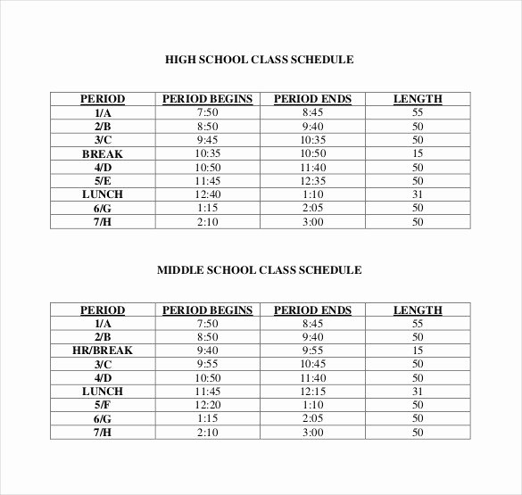 Free Class Schedule Template Luxury Class Schedule Template 36 Free Word Excel Documents