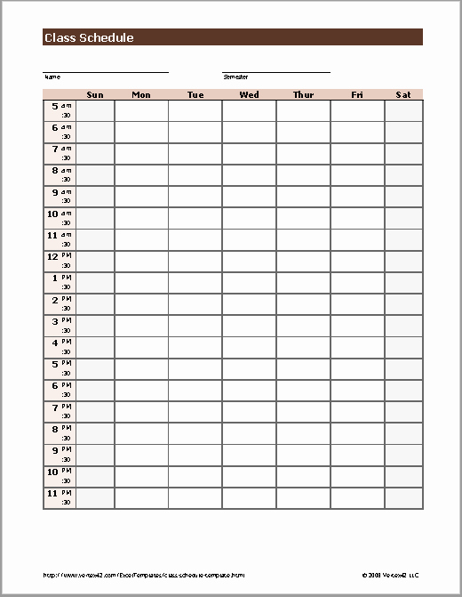 Free Class Schedule Template New 5 Free Class Schedule Templates In Ms Word Excel and Pdf