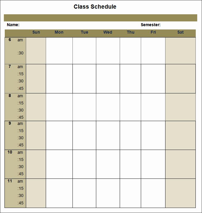 Free Class Schedule Template Unique College Schedule Template 12 Free Word Excel Pdf