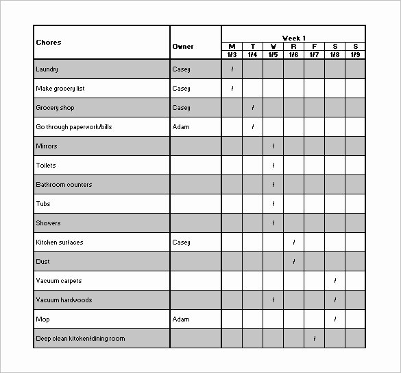 Free Cleaning Schedule Template Beautiful Family Chore Chart Template 14 Free Sample Example
