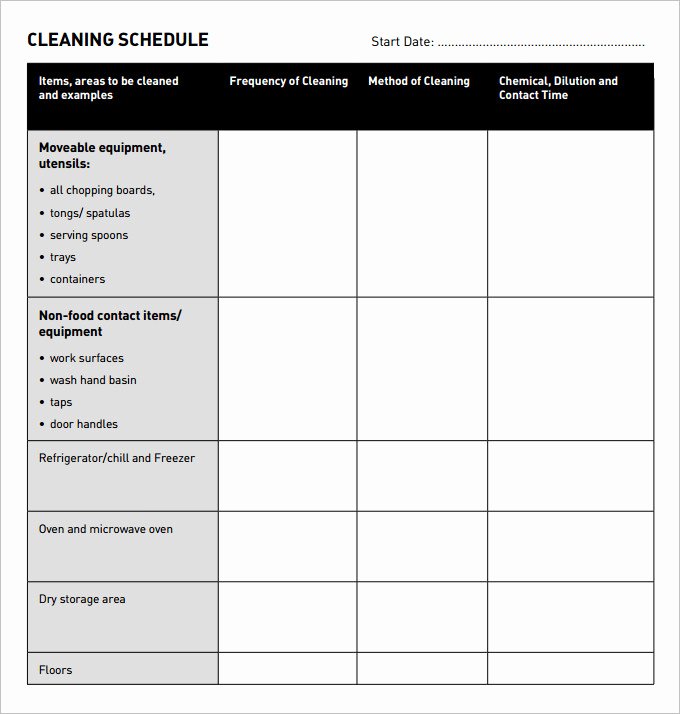 Free Cleaning Schedule Template Elegant 45 Cleaning Schedule Templates Pdf Doc Xls