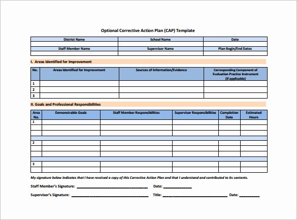 Free Corrective Action Plan Template New Corrective Action Plan Template 15 Free Sample Example