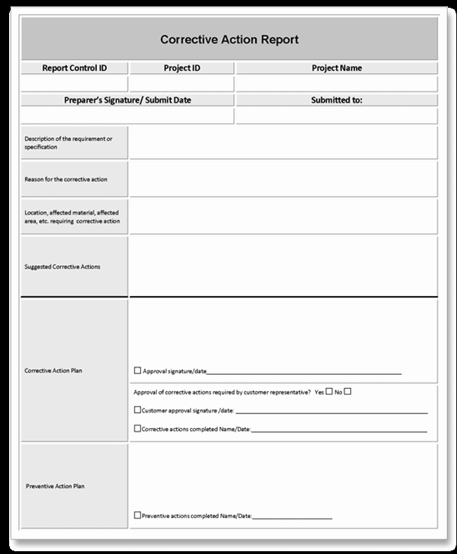 Free Corrective Action Plan Template Unique Corrective Action Report Example