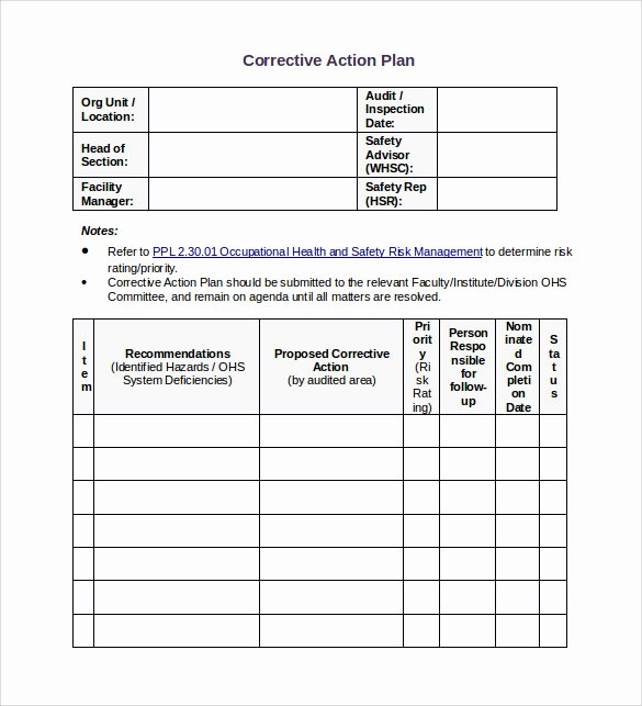 Free Corrective Action Plan Template Unique Sample Corrective Action Plan Template 9 Documents In