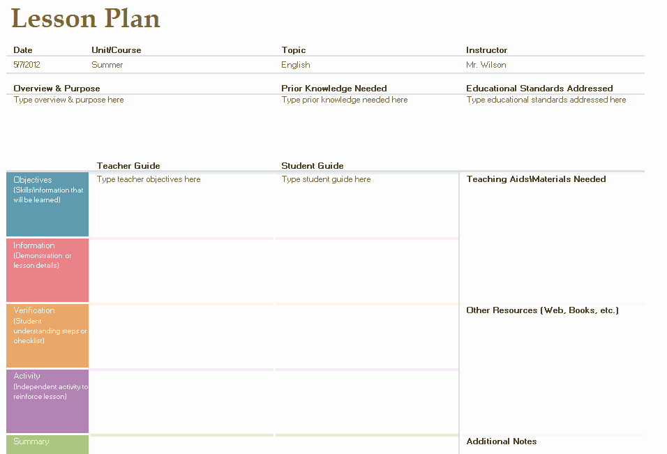 Free Daily Lesson Plan Template Elegant Daily Lesson Plan Template