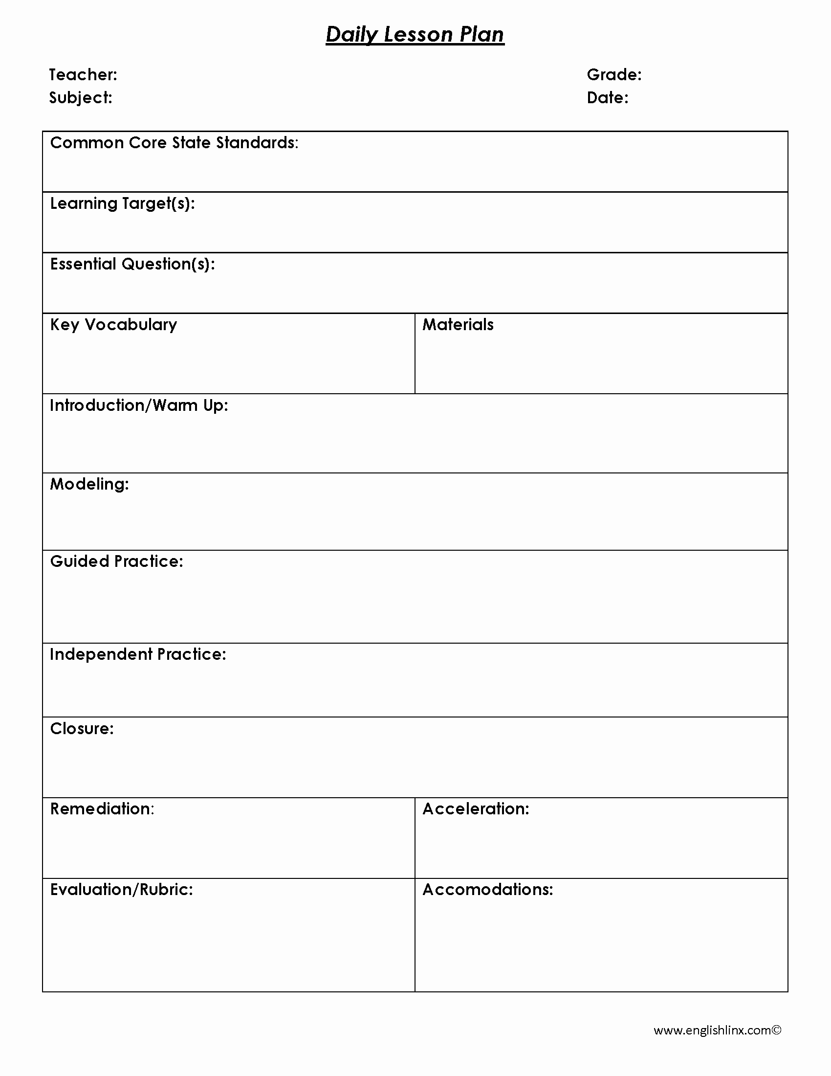 Free Daily Lesson Plan Template Elegant Lesson Plan Template