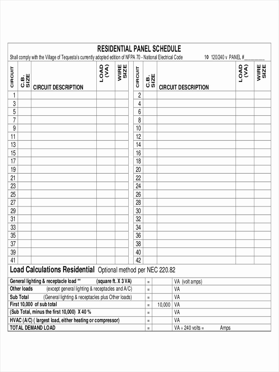 Free Electrical Panel Schedule Template Beautiful 41 Lighting Schedule Lighting Schedule Template