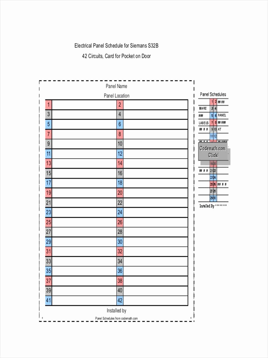 Free Electrical Panel Schedule Template Best Of Free 6 Panel Schedule Examples &amp; Samples In Pdf