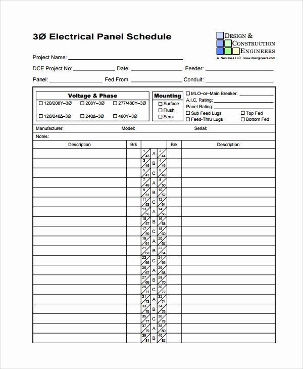 Free Electrical Panel Schedule Template Fresh Sample Panel Schedule Template 7 Free Documents