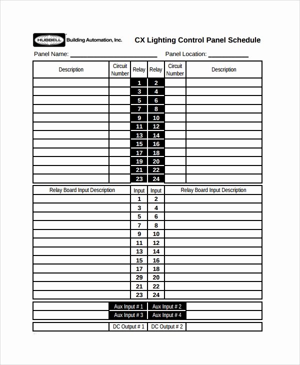 Free Electrical Panel Schedule Template Unique Sample Panel Schedule Template 7 Free Documents