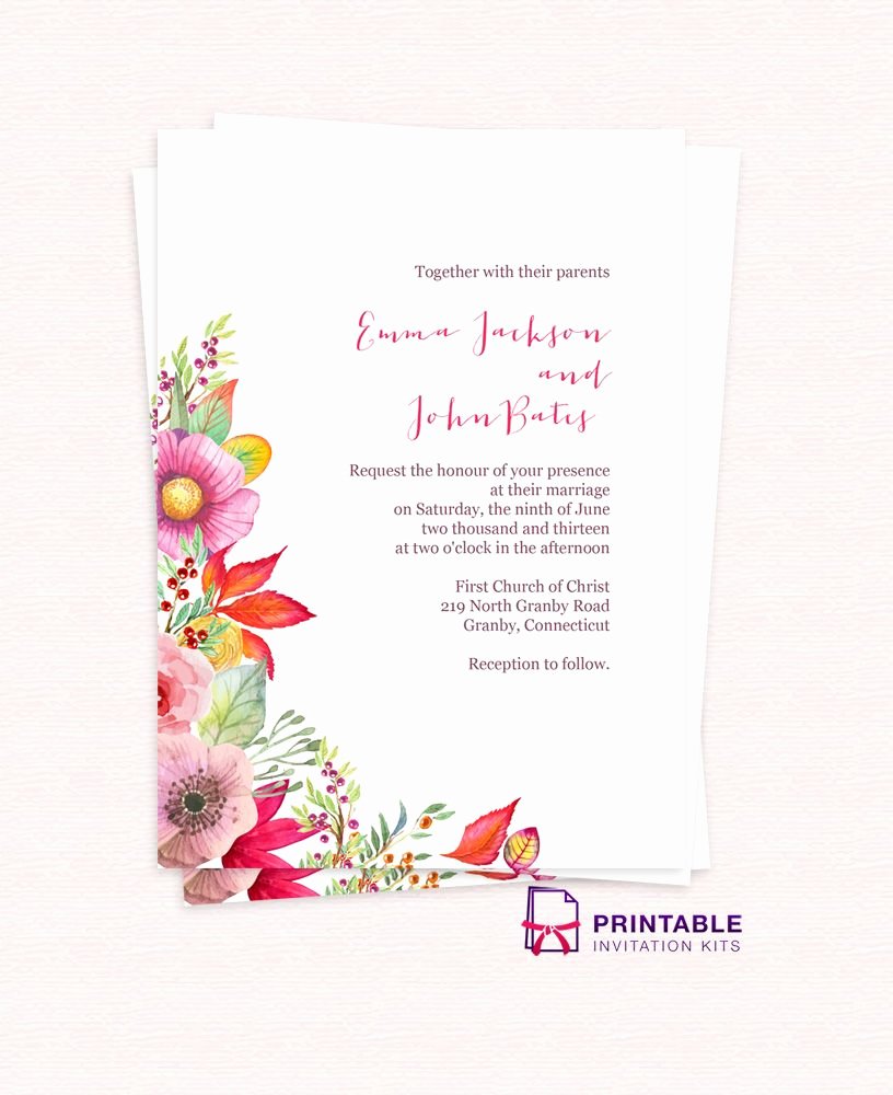 Free Email Invitations Template Luxury Free Pdf Download Autumn Blooms Wedding Invitation for