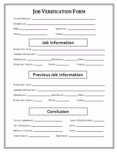 Free Employee Verification form Template Best Of Job Verification form