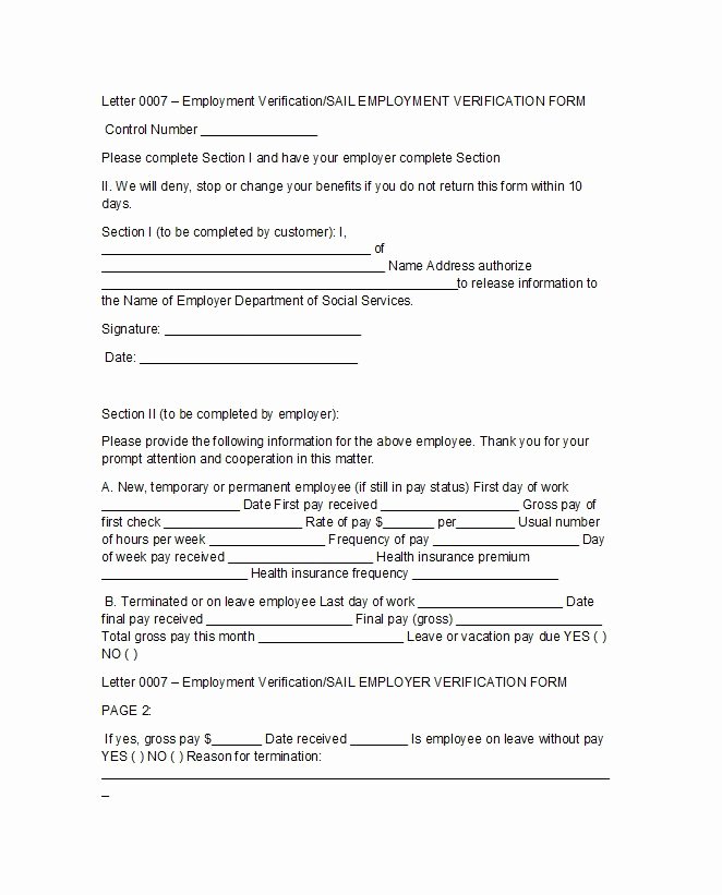 Free Employee Verification form Template Lovely 40 Proof Of Employment Letters Verification forms