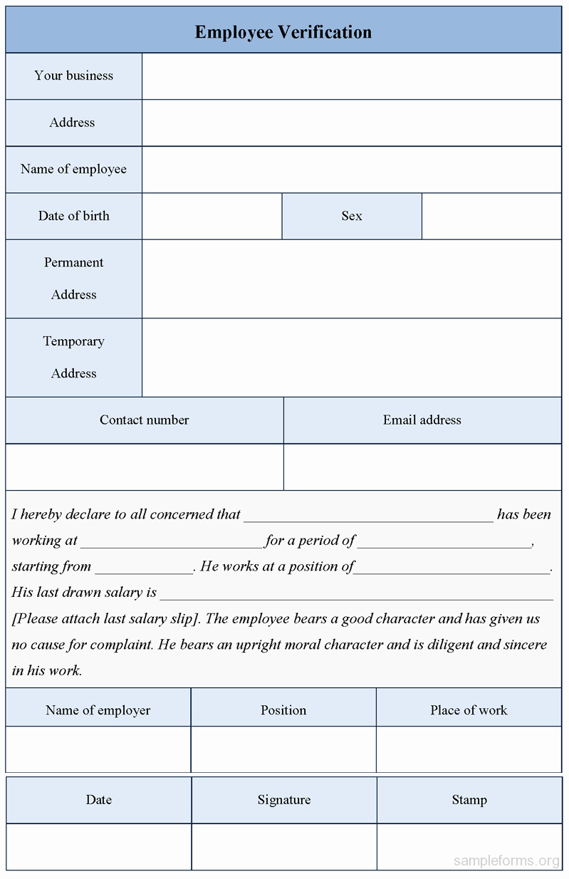 Free Employee Verification form Template Lovely Employment Verification form Template Free Printable