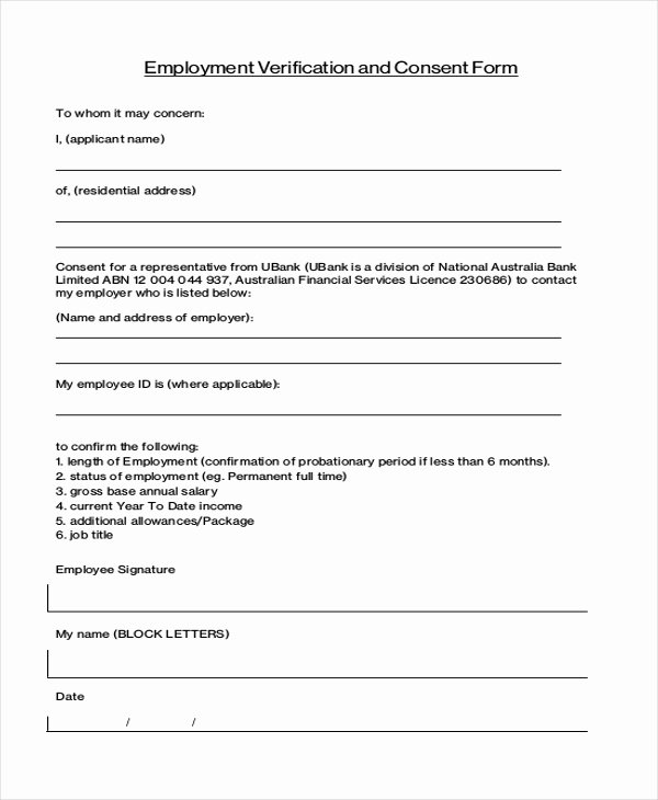 Free Employee Verification form Template Lovely Free 8 Sample Job Verification forms