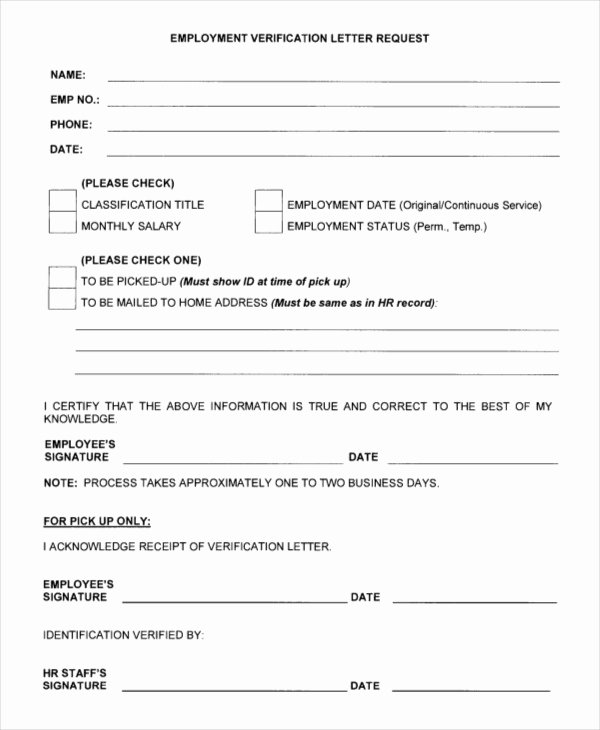 Free Employee Verification form Template New Employment Verification Letter Pdf