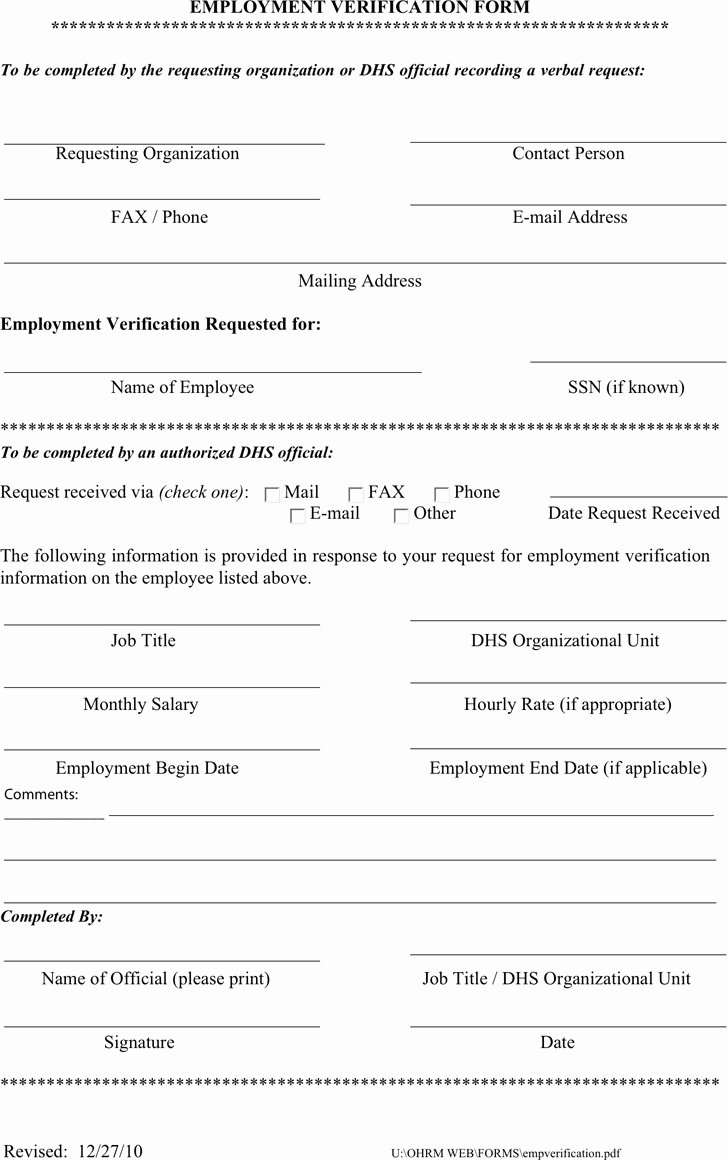 Free Employee Verification form Template Unique 4 Employment Verification form Free Download