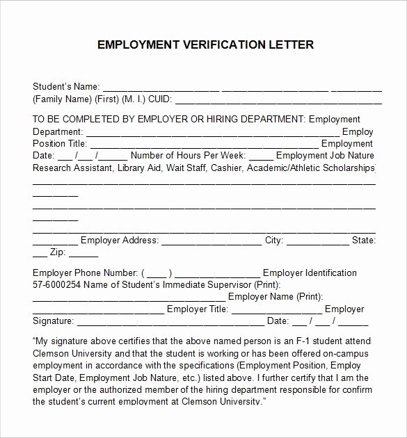 Free Employee Verification form Template Unique Employment Verification Letter 14 Download Free