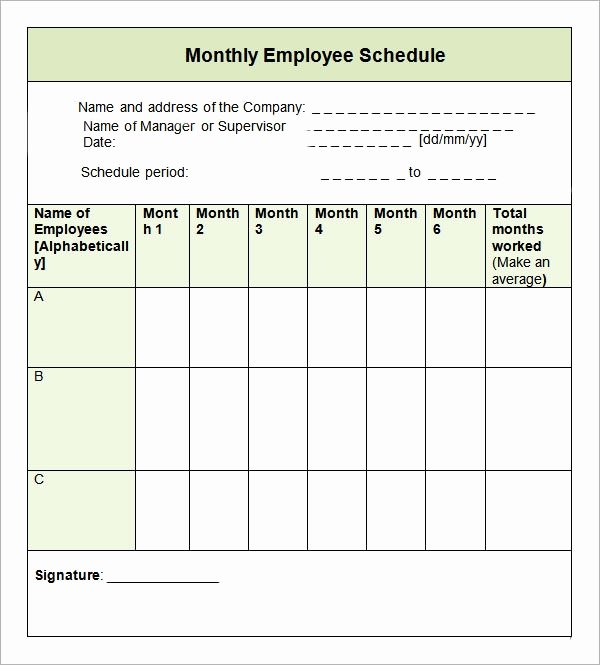 Free Employee Work Schedule Template Lovely Sample Monthly Schedule Template 8 Free Documents In