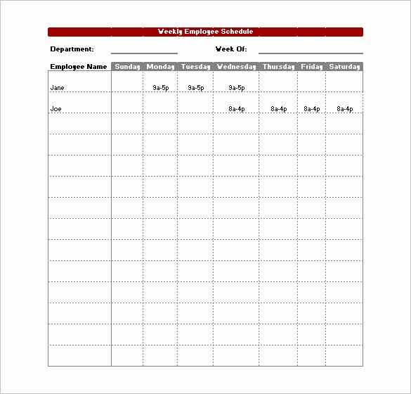 Free Employee Work Schedule Template Luxury Blank Employee Schedule