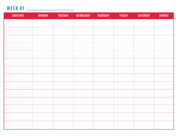 Free Employee Work Schedule Template Luxury Printable Employee Schedule Template