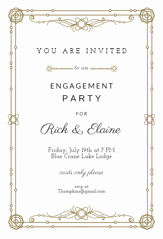 Free Engagement Party Invitation Template Fresh Classic Border Engagement Party Invitation Template