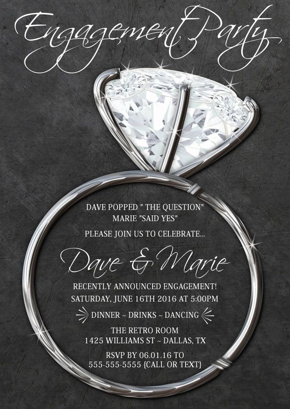 Free Engagement Party Invitation Template New Silver Engagement Ring Invitations Chalkboard Party