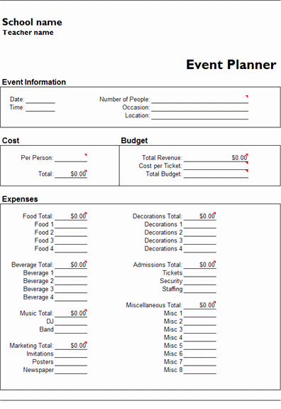 Free event Planner Template Fresh Ms Excel event Planner Template