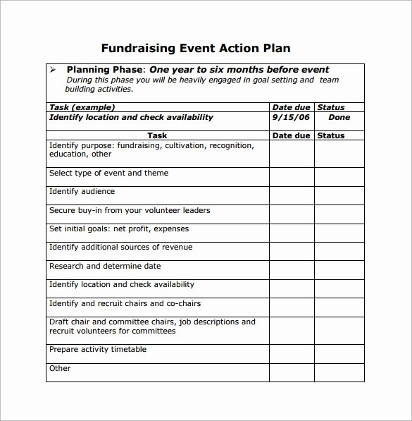 Free event Planning Template Download Lovely Printable Document Doc Fundraising event Action Planning