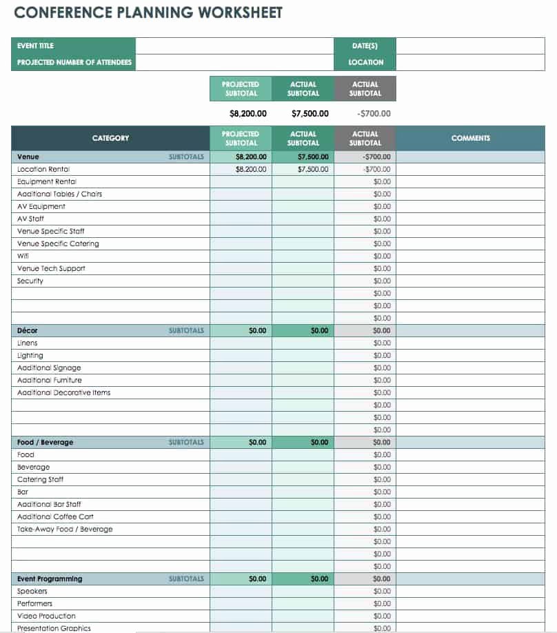 Free event Planning Template Unique Free event Bud Templates Smartsheet