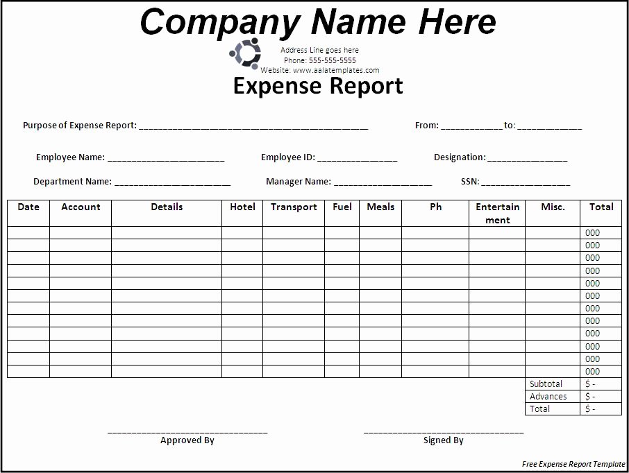 Free Expense form Template Awesome Simple Expense Report Template