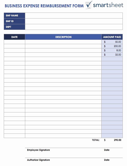 Free Expense form Template Best Of Free Expense Report Templates Smartsheet
